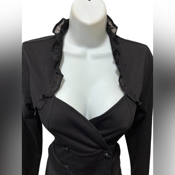 Hot Topic Black Sweetheart Double-Breasted Tiered Ruffle Jacket S Steampunk Goth - Picture 7 of 12